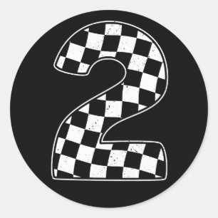 2nd Birthday Checkered Number 2 Car Racing Flag  Classic Round Sticker
