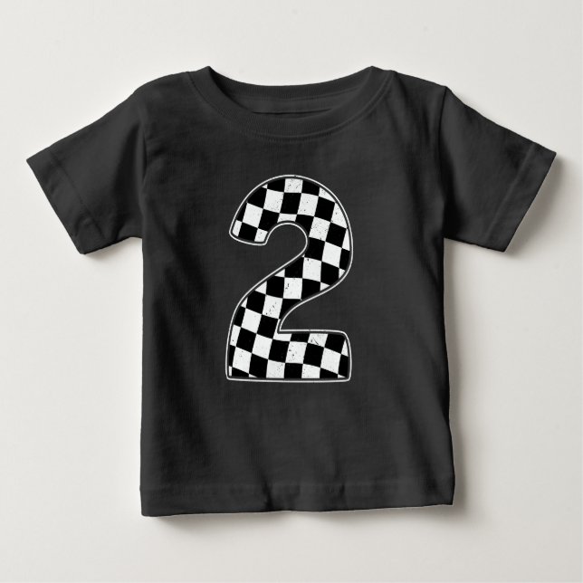 2nd Birthday Chequered Number 2 Car Racing Flag  Baby T-Shirt (Front)