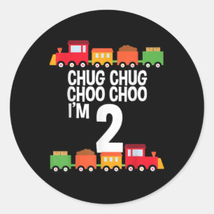 2nd Birthday Chug Chug Choo Choo I'm 2 Train Party Classic Round Sticker