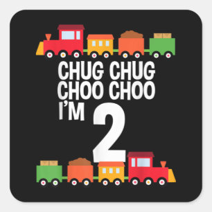 2nd Birthday Chug Chug Choo Choo I'm 2 Train Party Square Sticker