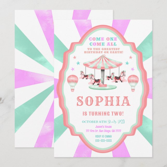 2nd Birthday Circus Invitation (Front/Back)