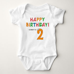2nd Birthday Colourful Alphabet with First Name Baby Bodysuit