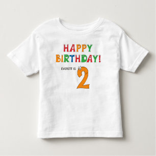 2nd Birthday Colourful Alphabet with First Name Toddler T-Shirt