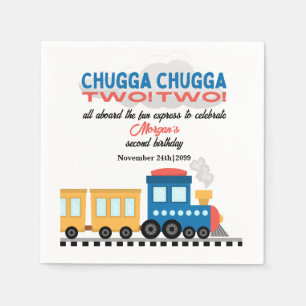 2nd Birthday Colourful Cartoon Train Napkin