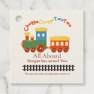 2nd Birthday Colourful Train Chugga Choo Two Favour Tags
