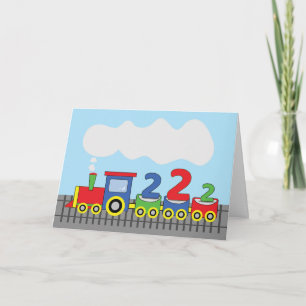 2nd Birthday Colourful Train on Track Card