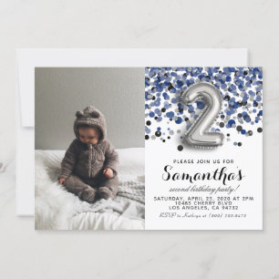 2nd Birthday Confetti Portrait Invitation