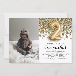 2nd Birthday Confetti Portrait Invitation