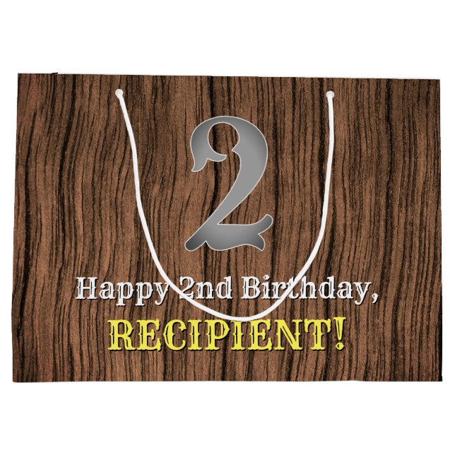 2nd Birthday: Country Western Inspired Look, Name Large Gift Bag (Back)
