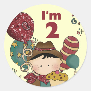 2nd Birthday Cowboy T-shirts and Gifts Classic Round Sticker