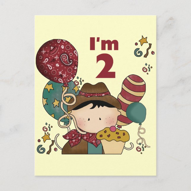 2nd Birthday Cowboy T-shirts and Gifts Postcard (Front)