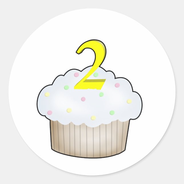 2nd Birthday Cupcake Classic Round Sticker (Front)