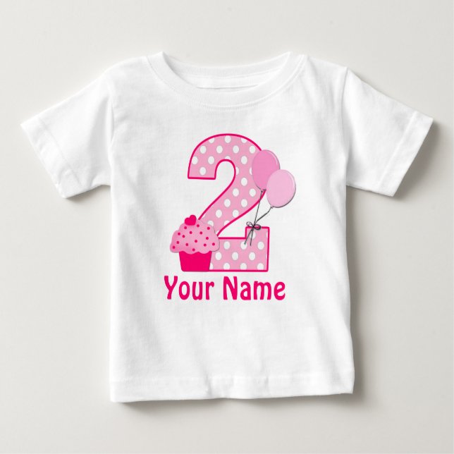 2nd Birthday Cupcake Girls Personalised T-shirt (Front)