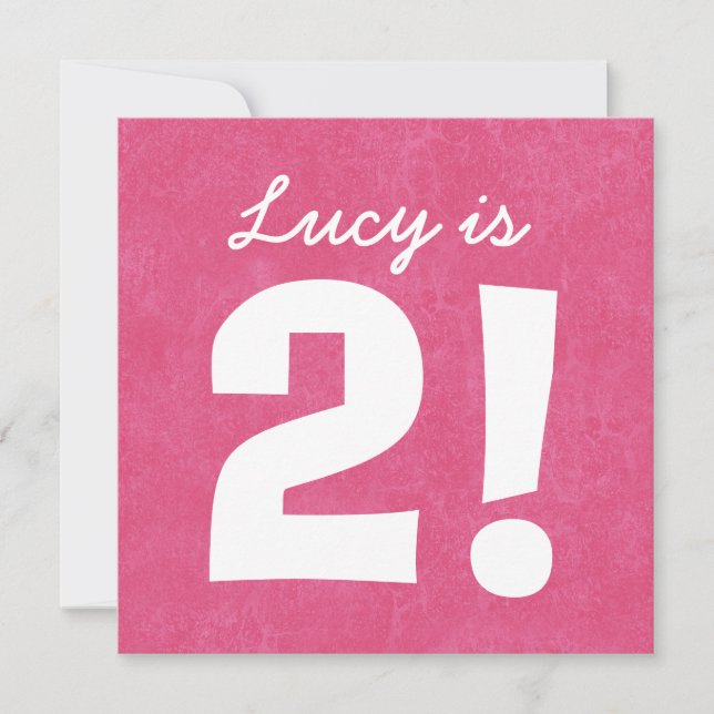 2nd Birthday Custom Name Pink White for GIRL B02Z Invitation (Front)