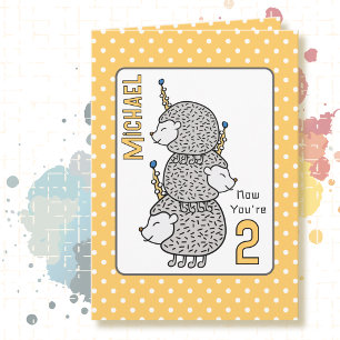  2nd Birthday Cute Cartoon for Kids Funny Hedgehog Card