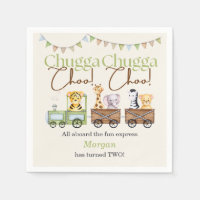 2nd Birthday Cute Chugga Watercolor Animal Train  