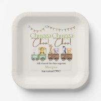 2nd Birthday Cute Chugga Watercolor Animal Train