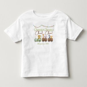 2nd Birthday Cute Chugga Watercolor Animal Train   Toddler T-Shirt