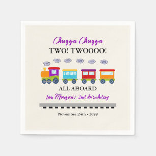 2nd Birthday Cute Colourful Train Napkin