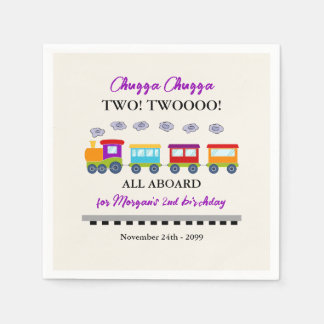 2nd Birthday Cute Colourful Train  Napkin