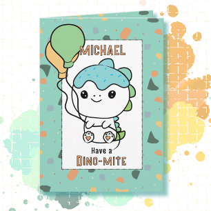 2nd Birthday Cute Dinosaur Cartoon Adorable Dino  Card