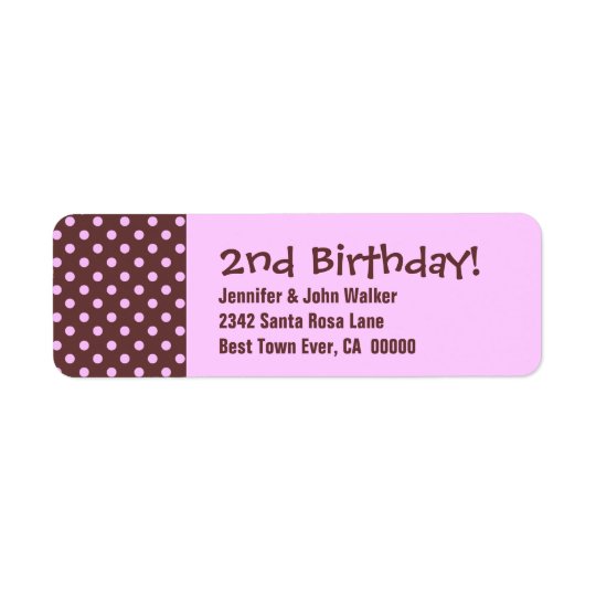 2nd Birthday Cute Polka Dot Pattern Return Address Label