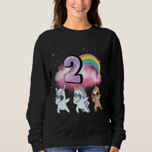 2nd Birthday Dabbing Unicorn Sloth Sheep Sweatshirt