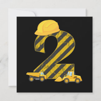 2nd Birthday Digger 2 Years Builder Excavator Gift Invitation