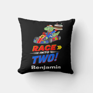 2nd Birthday Dinosaur Race Car Ready Set  Cushion