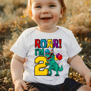 2nd Birthday Dinosaur Roar Baby T-Shirt