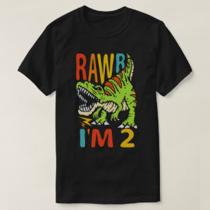  2nd Birthday Dinosaur T Rex Rawr I'm 2 For Boys  T-Shirt