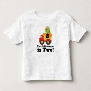 2nd Birthday Dragon Dump Truck 2 Year Old Tshirt