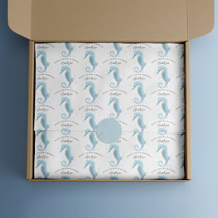 2nd Birthday Dusty Blue Seahorse Customised Tissue Paper