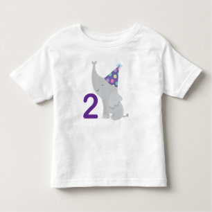 2nd Birthday Elephant 2 Year Old Tshirt