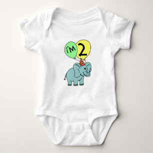 2nd Birthday Elephant Baby Bodysuit