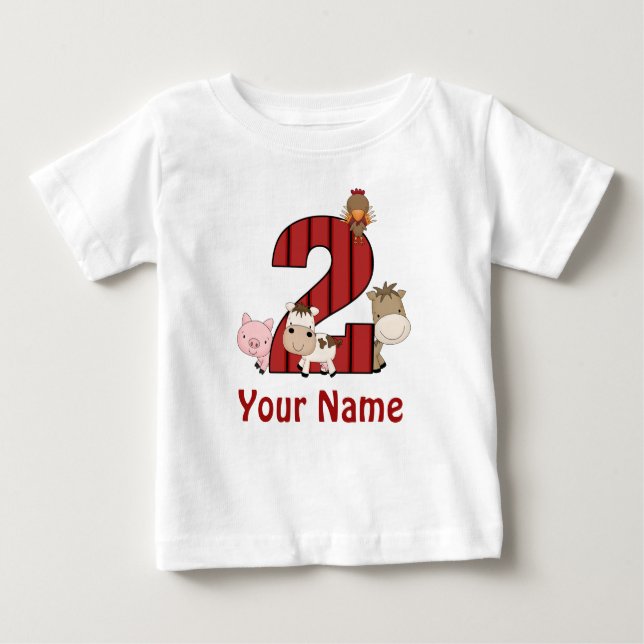 2nd Birthday Farm Animals Personalised Shirt (Front)