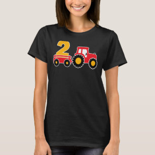2nd Birthday Farm Tractor Theme Farmer Boy 2 Years T-Shirt