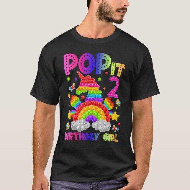 2nd Birthday Fidget Toy Pop It Birthday Girl 2 Yea T-Shirt (Front)