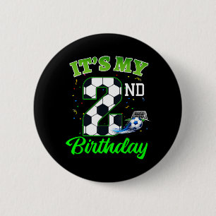 2nd Birthday Football Boy Girl Kids Soccer Sports 6 Cm Round Badge