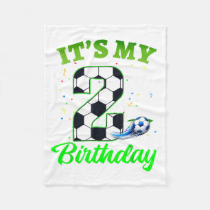2nd Birthday Football Boy Girl Kids Soccer Sports Fleece Blanket