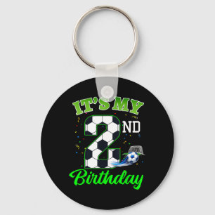 2nd Birthday Football Boy Girl Kids Soccer Sports Key Ring