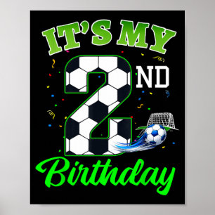 2nd Birthday Football Boy Girl Kids Soccer Sports Poster