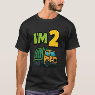 2nd Birthday Garbage Truck Kid Cartoon I'm 2 Two S T-Shirt