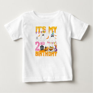 2nd Birthday Ghost Pumpkin Halloween Costume Baby T-Shirt