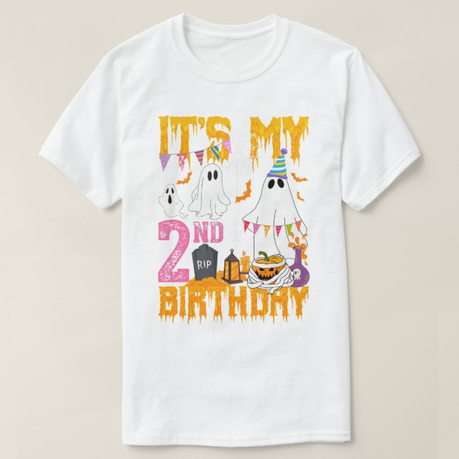 2nd Birthday Ghost Pumpkin Halloween Costume T-Shirt (Design Front)
