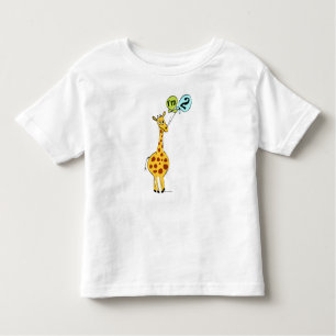 2nd Birthday Giraffe with Balloons Toddler T-Shirt