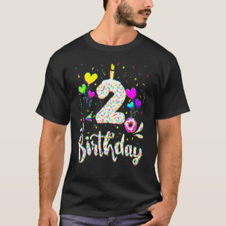 2nd Birthday Girl   2 Years Old Bday Doughnut Part T-Shirt
