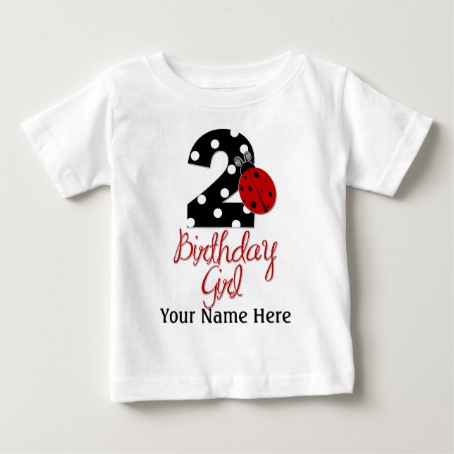 2nd Birthday Girl - Ladybug - 2 Lady Bug Baby T-Shirt (Front)