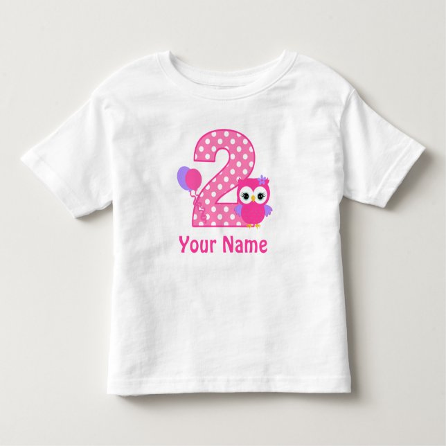 2nd Birthday Girl Owl Personalised T Shirt (Front)