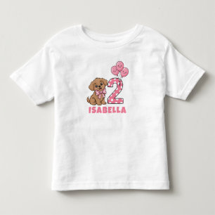 2nd BIRTHDAY GIRL – Personalised Puppy Party Toddler T-Shirt